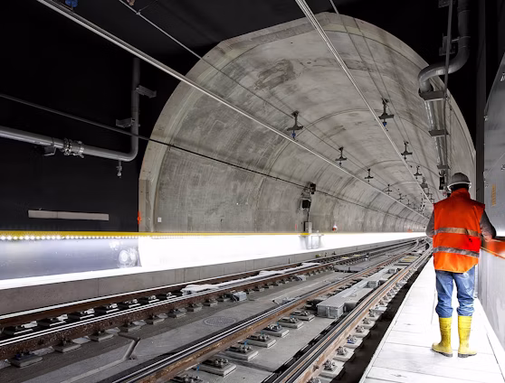Professional inspecting an infrastructure site